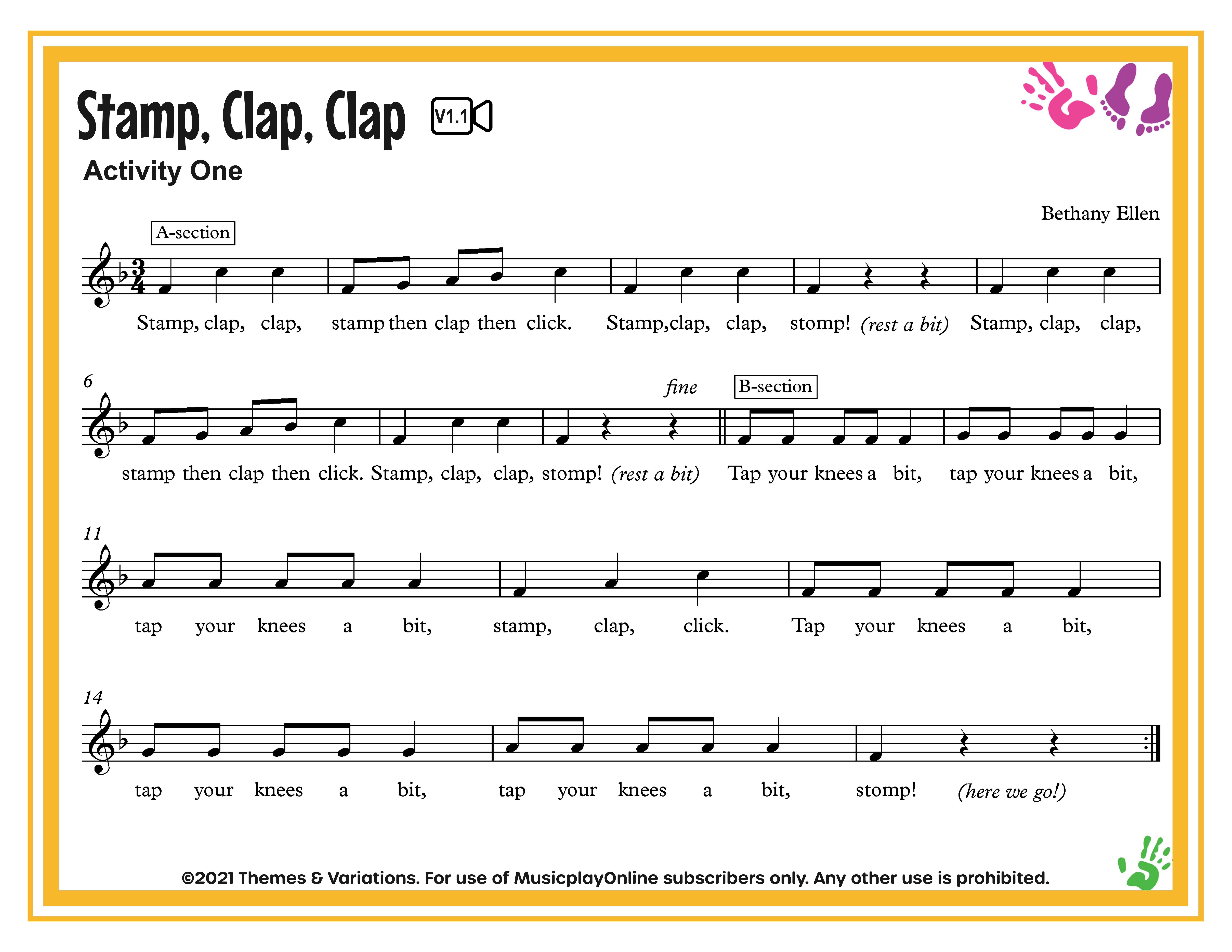 1. Stamp, Clap, Clap Projectable