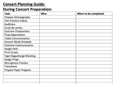 Concert Guide - During Prep
