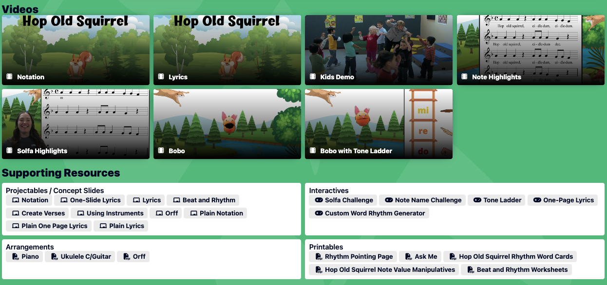 Hop Old Squirrel Song Page