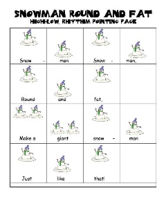 Snowman High/Low and Rhythm Pointing Page (Use with older students)
