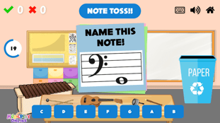 Note Toss - Bass Clef