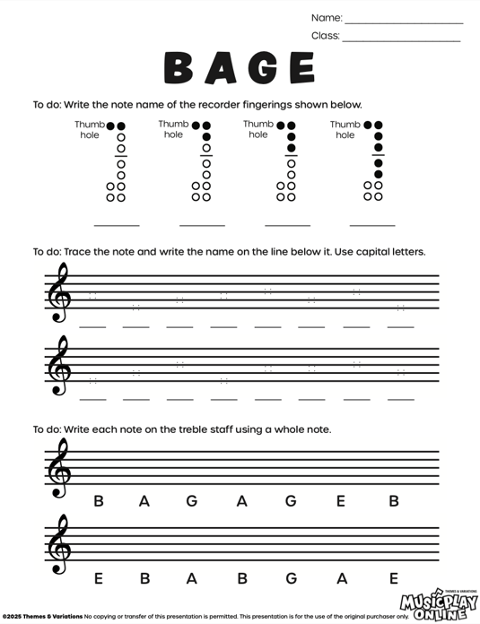 Recorder Worksheet - 1