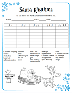 santa rhythms worksheet