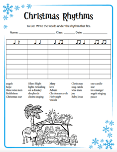 christmas rhythm worksheets