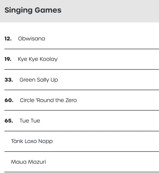 List of singing games