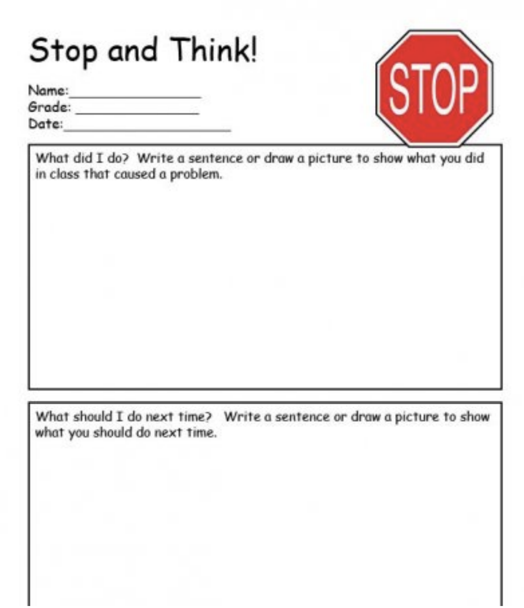 Stop and Think Sheet