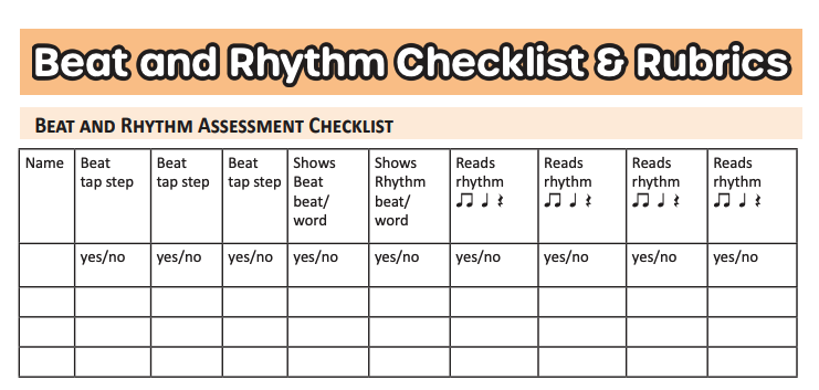 Beat and rhythm Rubric