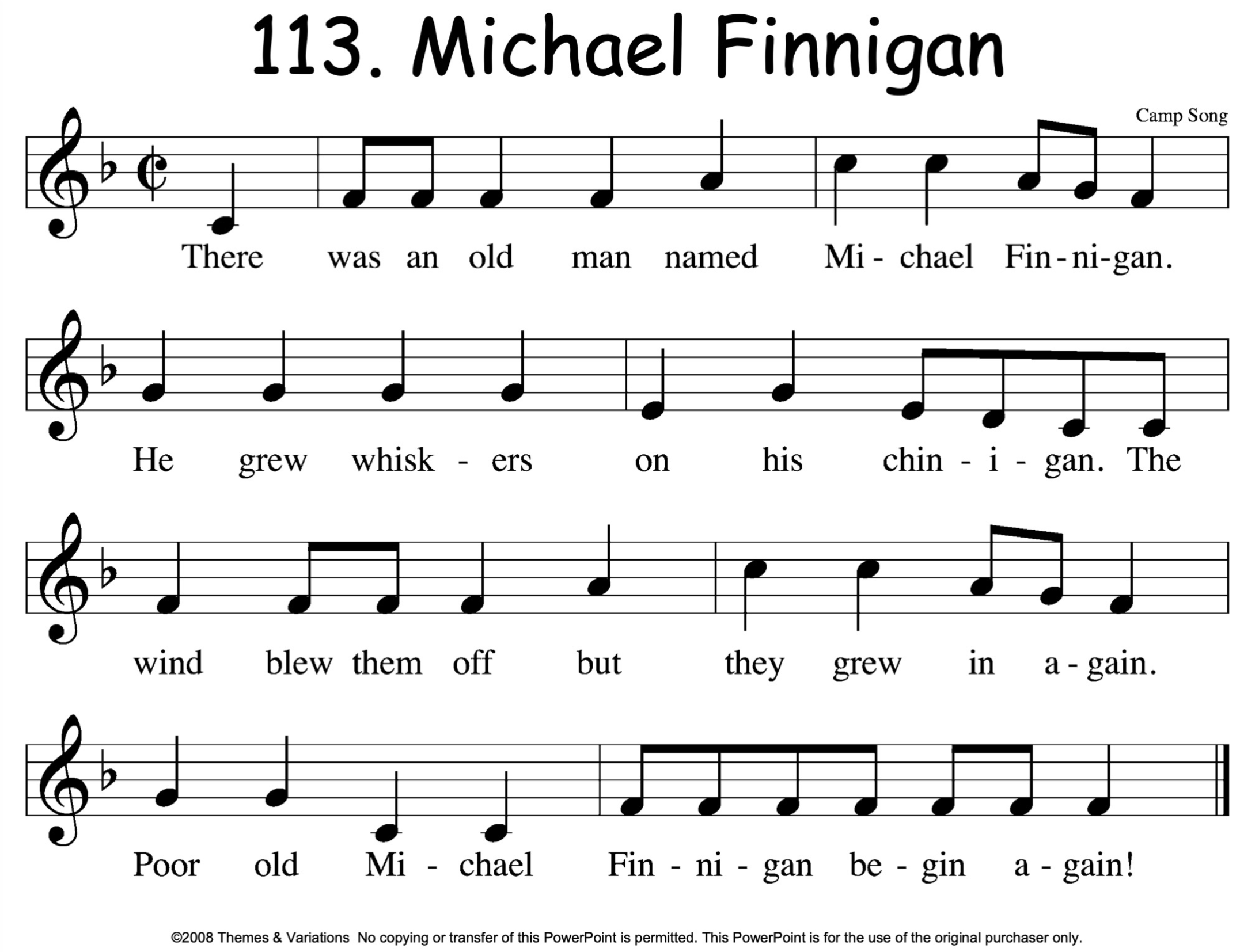 Michael Finnigan Notation