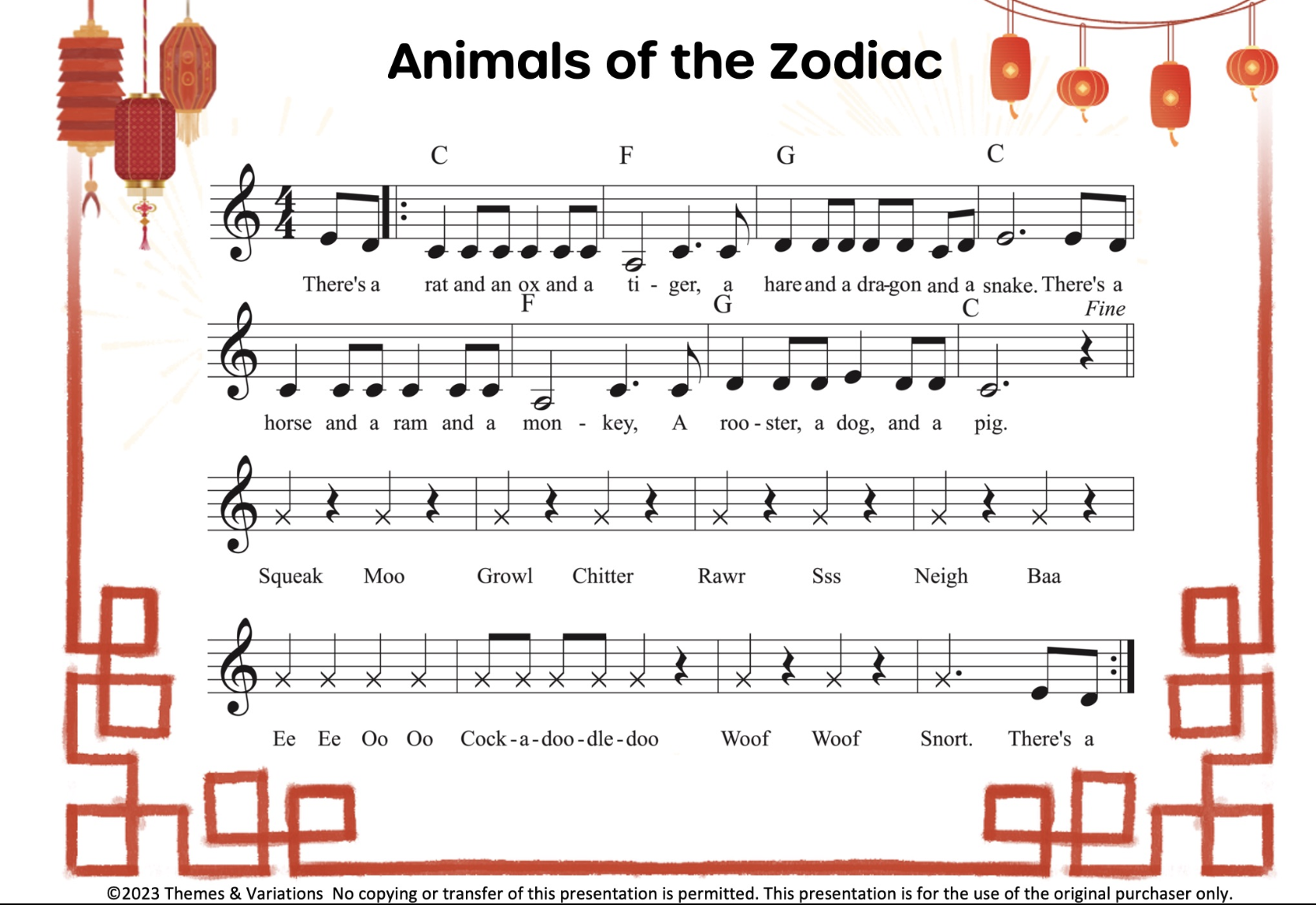 Animals of the Zodiac song